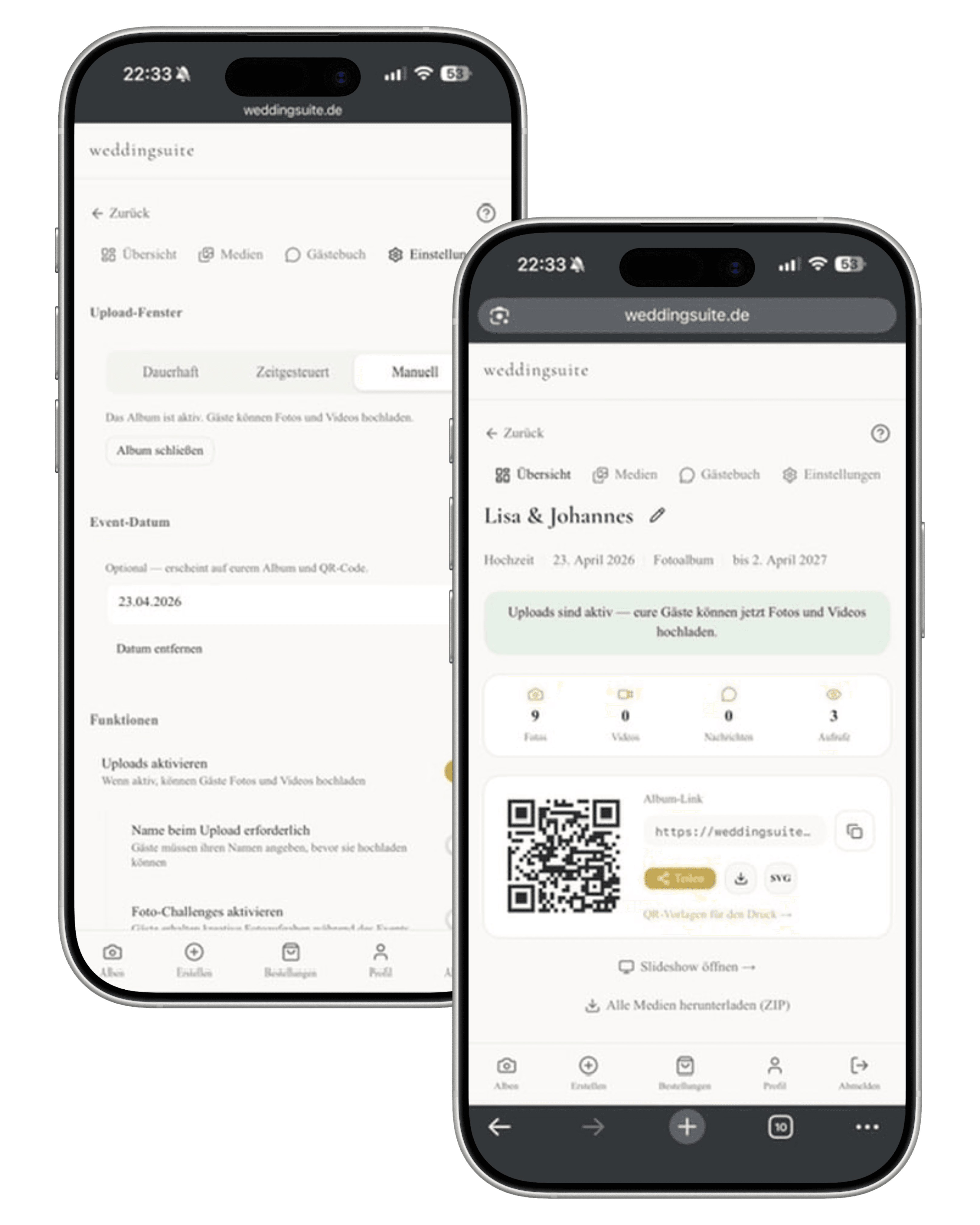 weddingsuite Album-Verwaltung auf dem iPhone